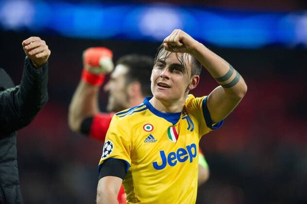 Juventus Paulo Dybala celebrating after the UEFA Champions League match between Tottenham Hotspur and Juventus at Wembley Stadium, London, England on 7 March 2018. Copyright: xAndrewxAleksiejczukx PMI-1869-0037