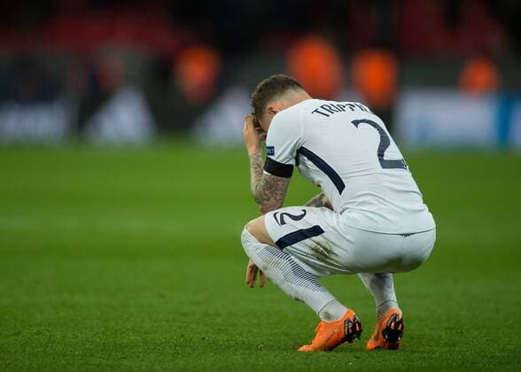 Kieran Trippier of Tottenham Hotspur is dejected during the UEFA Champions League round of 16 leg 2of2 match between Tottenham Hotspur and Juventus at Wembley Stadium, London, England on 7 March 2018. Copyright: xVincexMignottx PMI-1866-0031