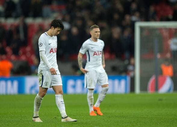 Son Heung-Min of Tottenham Hotspur and Danny Rose of Tottenham Hotspur are dejected during the UEFA Champions League round of 16 leg 2of2 match between Tottenham Hotspur and Juventus at Wembley Stadium, London, England on 7 March 2018. Copyright: xVincexMignottx PMI-1866-0033