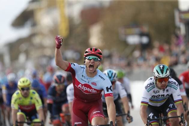 Bilder des Tages - SPORT German Marcel Kittel of Katusha-Alpecin celebrates as he crosses the finish line to win the second stage of the 53rd edition of the Tirreno-Adriatico cycling race, 172km from Camaiore toFollonica, Thursday 08 March 2018, Italy. YUZURUxSUNADA  x05309148x