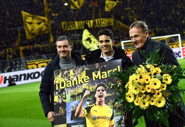 08 03 2018 xjhx Football Europe League Borussia Dortmund RB Salzburg emspor v l Sporting Director Manager Michael Zorc Borussia Dortmund Marc Bartra Managing Director Hans Joachim Watzke Borussia Dortmund Dortmund