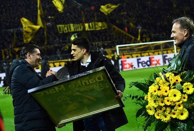 08 03 2018 xjhx Football Europe League Borussia Dortmund RB Salzburg emspor v l Sporting Director Manager Michael Zorc Borussia Dortmund Marc Bartra Managing Director Hans Joachim Watzke Borussia Dortmund Dortmund