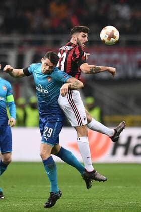 Mg Milano 08 03 2018 - Europa League Milan-Arsenal foto Matteo Gribaudi Image nella foto: Patrick Cutrone-Granit Xhaka 