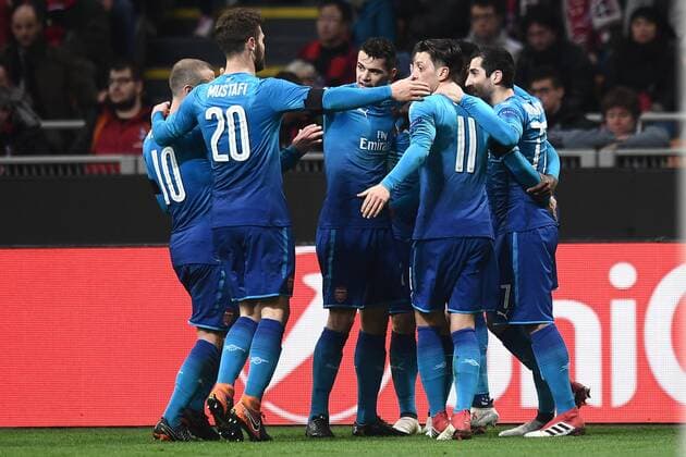 Mg Milano 08 03 2018 - Europa League Milan-Arsenal foto Matteo Gribaudi Image nella foto: esultanza gol Aaron Ramsey 