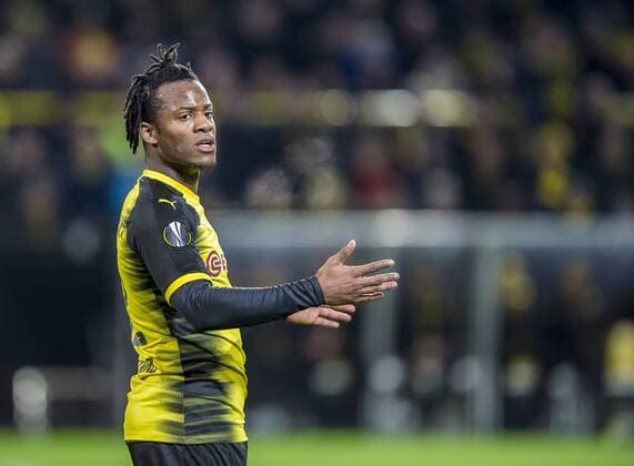 Football UEFA Europa League EL Season 2017 2018 Eighth finals Borussia Dortmund RB Salzburg in Dortmund North Rhine Westphalia Dortmunds Michy Batshuayi gets annoyed after scoring a goal opportunity Copyright: xKirchner DavidxInderliedx