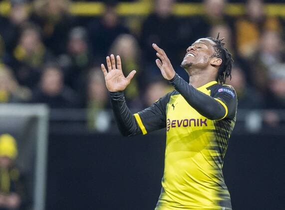 Football UEFA Europa League EL Season 2017 2018 Eighth finals Borussia Dortmund RB Salzburg in Dortmund North Rhine Westphalia Dortmunds Michy Batshuayi gets annoyed after scoring a goal opportunity Copyright: xKirchner DavidxInderliedx