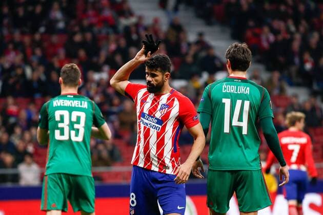 Diego Costa of Atletico de Madrid during the UEFA Europa League match played on Wanda Metropolitano Stadium, Madrid, Spain, between Atletico de Madrid and Lokomotiv Moskva, Mar 08th 2018. Photo: Oscar J. Barroso AFP7  xOscarxJ.xBarrosox xAFP7x xAtleticoxdexMadridxvxLokomotiv,xEuropaxLeague,xSpain,xMarx8thx20x