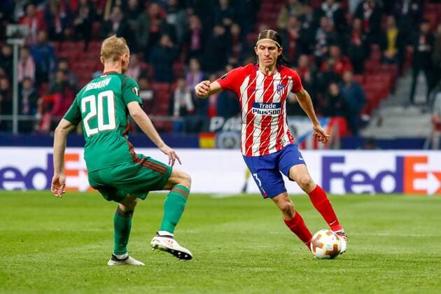 Filipe Luis of Atletico de Madrid during the UEFA Europa League match played on Wanda Metropolitano Stadium, Madrid, Spain, between Atletico de Madrid and Lokomotiv Moskva, Mar 08th 2018. Photo: Oscar J. Barroso AFP7  xOscarxJ.xBarrosox xAFP7x xAtleticoxdexMadridxvxLokomotiv,xEuropaxLeague,xSpain,xMarx8thx20x