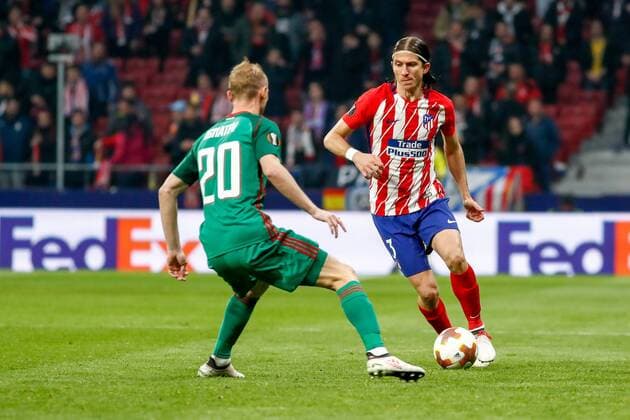 Filipe Luis of Atletico de Madrid during the UEFA Europa League match played on Wanda Metropolitano Stadium, Madrid, Spain, between Atletico de Madrid and Lokomotiv Moskva, Mar 08th 2018. Photo: Oscar J. Barroso AFP7  xOscarxJ.xBarrosox xAFP7x xAtleticoxdexMadridxvxLokomotiv,xEuropaxLeague,xSpain,xMarx8thx20x