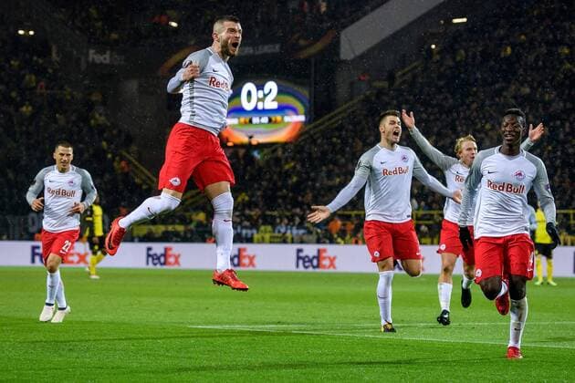 Valon Berisha FC Salzburg 14 scored for goal after 2 0 at the Europa League Round of 16 between Borussia Dortmund and FC Salzburg on 08 03 2018 Dortmund Copyright: xSchuelerx xEibnerx-xPressefotox EP_JSE