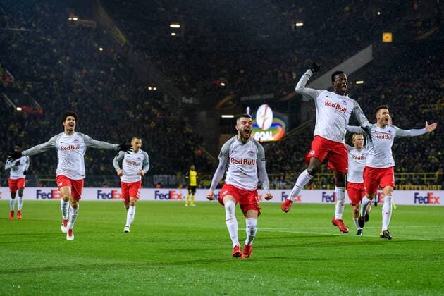 vl Andre Ramalho FC Salzburg 15 Valon Berisha FC Salzburg 14 Diadie Samassekou FC Salzburg 8 Duje Caleta Car FC Salzburg 5 at goal count after winning the 2 0 at Europa League Round of 16 between Borussia Dortmund and FC Salzburg on 08 03 2018 Dortmund Copyright: xSchuelerx xEibnerx-xPressefotox EP_JSE