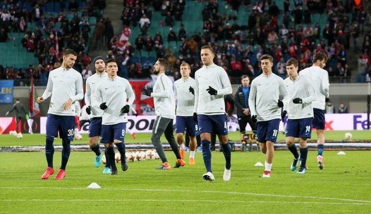 RB Leipzig St Petersburg Soccer Euro League Leipzig 08 03 2018 Red Bull Arena Soccer UEFA Euro League Round of 16 First leg RB Leipzig vs Zenit St Petersburg Pictured Zenit at warm-up