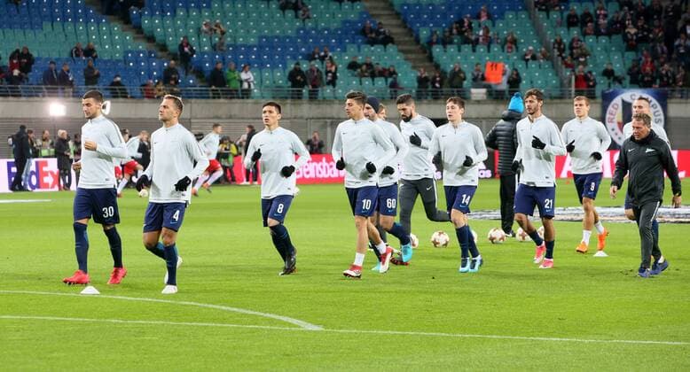 RB Leipzig St Petersburg Soccer Euro League Leipzig 08 03 2018 Red Bull Arena Soccer UEFA Euro League Round of 16 First leg RB Leipzig vs Zenit St Petersburg Pictured Zenit at warm-up