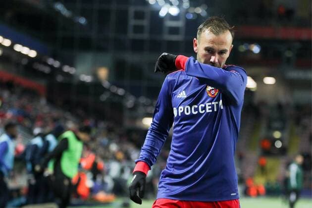MOSCOW, RUSSIA â€“ MARCH 8, 2018: CSKA Moscow s Bibras Natkhoin the first leg of their 2017 18 UEFA Europa League Round of 16 football match against Lyon at VEB Arena Stadium. Sergei Bobylev TASS  TS077130