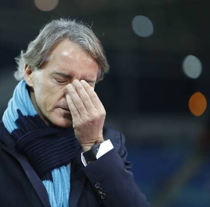 08 03 2018 xtgx Football Europe League RB Leipzig Zenit St Petersburg emspor v Roberto Mancini Zenit St Petersburg Coach Portrait Portrait single face slips in the face disappointed looks disappointed dejected disappointed Leipzig