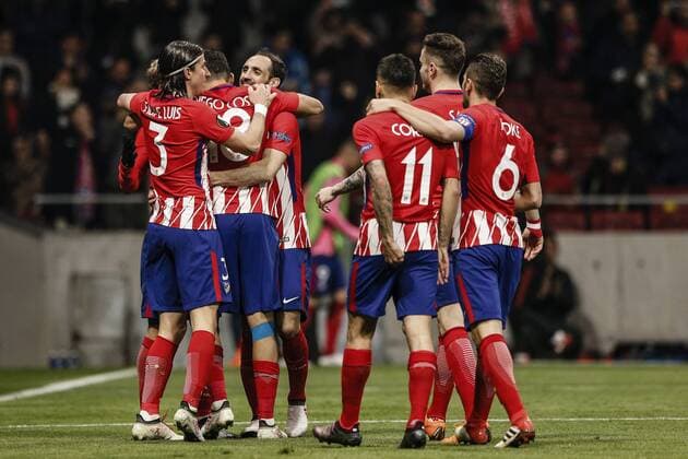 8th March 2018, Wanda Metropolitano, Madrid, Spain; UEFA Europa League football, round of 16, 1st leg, Atletico Madrid versus Lokomotiv& xa0;Moscow; Diego Costa (Atletico de Madrid) celebrates his goal which made it 2-0  ActionPlus11999254
