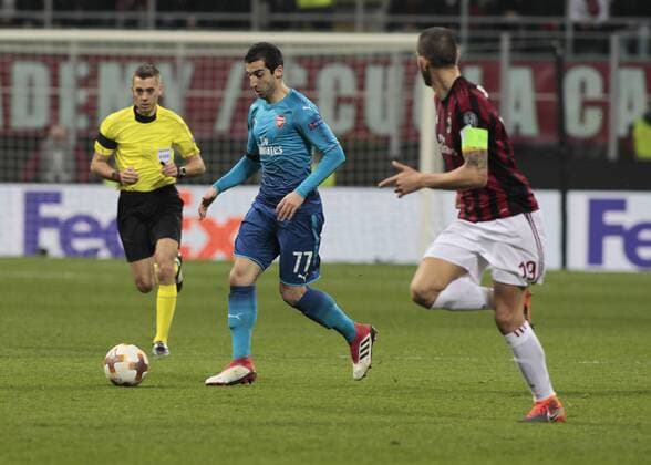 March 8, 2018 - Milan, Italy - Henrikh Mkhitaryan during the first leg of the round 16 of the UEFA Europa League 2017 18 between AC Milan and Arsenal FC at Giuseppe Meazza stadium on 08 March, 2018 in Milan, Italy. AC Milan v Arsenal - UEFA Europa League Round of 16: First Leg  - ZUMAn230 20180308_zaa_n230_282 Copyright: xLorisxRosellix