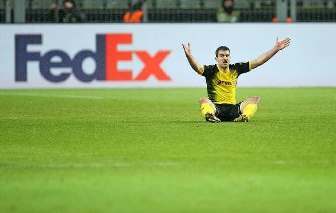 08 03 2018 Football UEFA Europa League 2017 2018 Round of 16 Borussia Dortmund RB Salzburg at Signal Iduna Park Dortmund Sokratis Papastathopoulos Dortmund