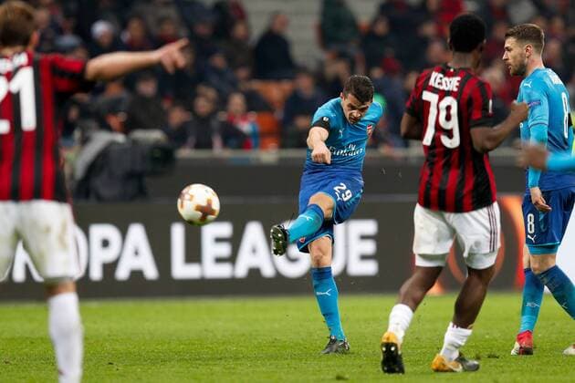 Granit Xhaka of Arsenal in action during the UEFA Europa League Round of 16 match between AC Milan and Arsenal at Stadio San Siro, Milan, Italy on 8 March 2018. Copyright: xRobertoxBreganix 19210052