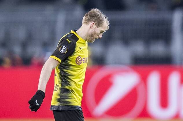 Football UEFA Europa League EL Season 2017 2018 Eighth finals Borussia Dortmund RB Salzburg in Dortmund North Rhine Westphalia Dortmund Andre Schürle Schuerrle is disappointed after the final whistle Copyright: xKirchner DavidxInderliedx