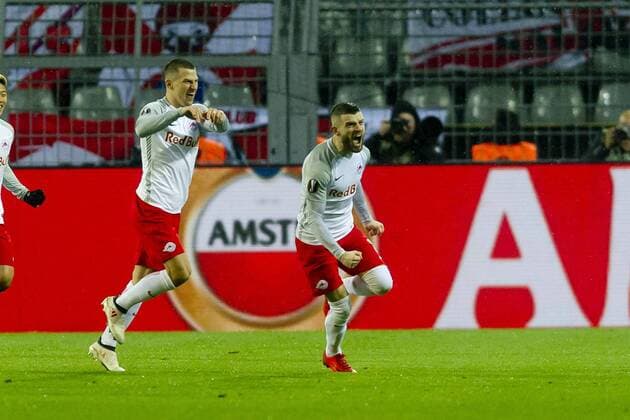 Dortmund Germany 08 03 2018 UEFA Europa League 2017 18 Season Round of 16 Borussia Dortmund Red Bull Salzburg Goal to 0 1 1 1 Valon Berisha RBS cheers DeFodi053