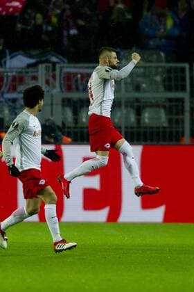 Dortmund Germany 08 03 2018 UEFA Europa League 2017 18 Season Round of 16 Borussia Dortmund Red Bull Salzburg Goal to 0 1 1 1 Valon Berisha RBS cheers DeFodi053