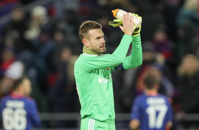 MOSCOW, RUSSIA â€“ MARCH 8, 2018: CSKA Moscow s goalkeeper Igor Akinfeev in the first leg of their 2017 18 UEFA Europa League Round of 16 football match against Lyon at VEB Arena Stadium. Lyon won the game 1-0. Sergei Bobylev TASS  TS077133
