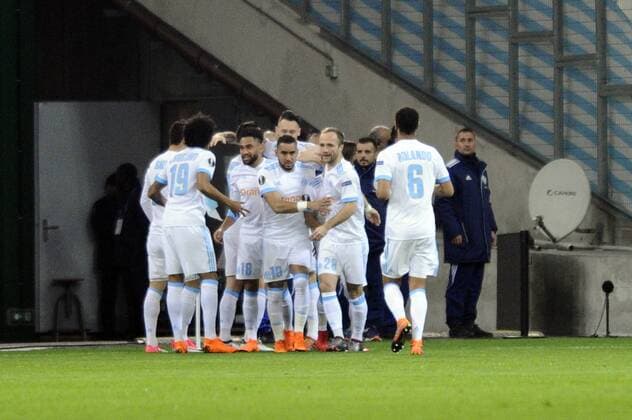Joie But Ocampos (OM) FOOTBALL : Marseille vs Athletico Bilbao - Europa League - 08 03 2018 FranckPennant Panoramic 