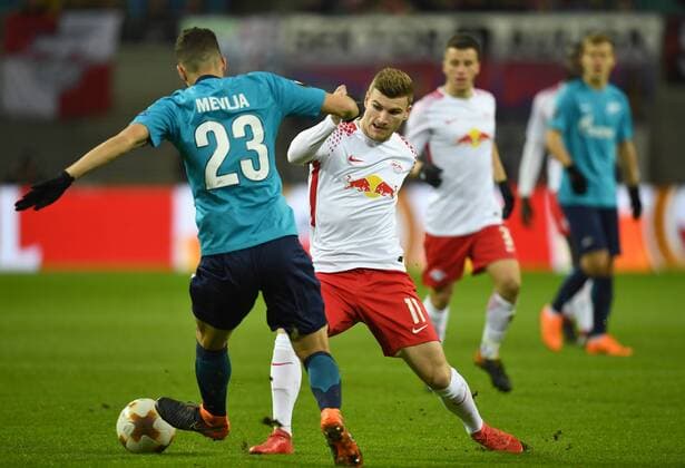 Soccer Men Season 2017 2018 Europa League Eighth Final First leg RB Leipzig Zenit St Petersburg v Miha Mevlja 23 Zenit St Petersburg Timo Werner RB Leipzig 08 03 2018 Copyright: xMatthiasxKochx