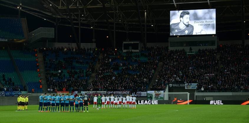 Football Mens Season 2017 2018 Europa League Eighth Final First Leg RB Leipzig Zenit St Petersburg Minute of silence for Davide Astori 08 03 2018 Copyright: xMatthiasxKochx
