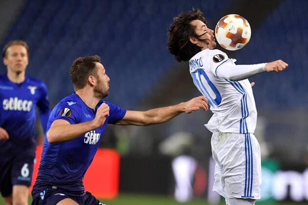 Stefan De Vrij Lazio, Mykola Shaparenko Dinamo Roma 08-03-2018 Stadio Olimpico Football Europa League 2017 2018 Round of 32 Lazio - Dinamo Kiev Foto Antonietta Baldassarre Insidefoto antoxbalda