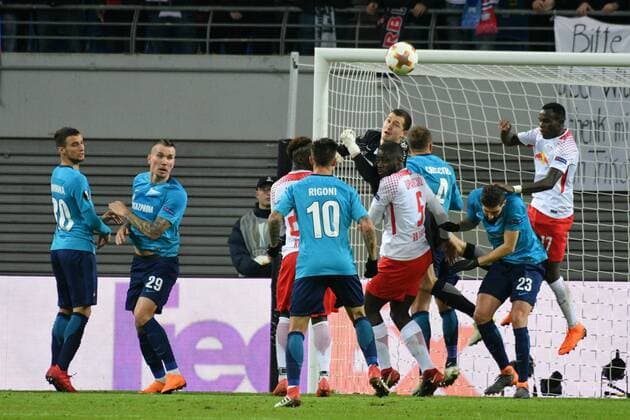 Andrey Lunev Goalkeeper Zenit St Petersburg with glittering parade RB Leipzig vs Zenit St Petersburg Football UEFA Europa League 08 03 2018 Leipzig Copyright: xEIBNER BertxHarzerx EP_BHR