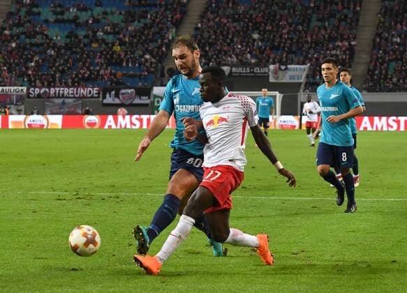 Soccer Mens Season 2017 2018 Europa League Round of 16 First leg RB Leipzig Zenit St Petersburg v l Branislav Ivanovic 60 Zenit St Petersburg Bruma RB Leipzig Matias Kranevitter 8 Zenit St Petersburg 08 03 2018 Copyright: xMatthiasxKochx