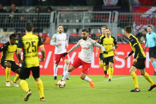 SOCCER - EL, Dortmund vs RBS DORTMUND,GERMANY,08.MAR.18 - SOCCER - UEFA Europa League, last sixteen, Borussia Dortmund vs Red Bull Salzburg. Image shows Munas Dabbur (RBS). GEPAxpictures xMathiasxMandl