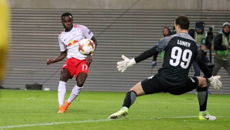 RB Leipzig St Petersburg Soccer Euro League Leipzig 08 03 2018 Red Bull Arena Soccer UEFA Euro League Round of 16 first leg RB Leipzig vs Zenit St Petersburg The goal for RB Leipzig Bruma 17 RB Leipzig scored the goal for 1 0 against goalkeeper AndreiÊLunev 99 Zenit