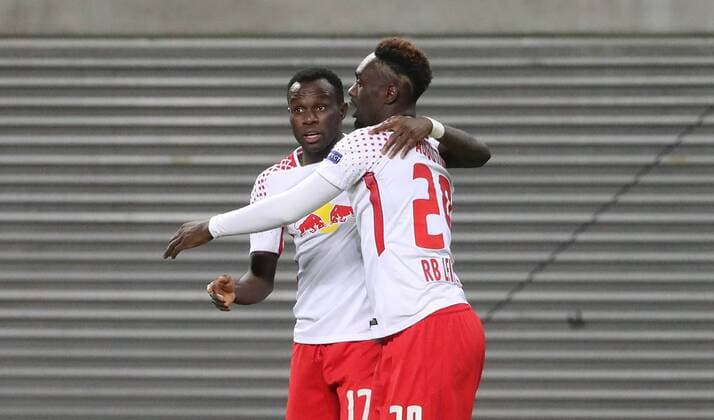 RB Leipzig St Petersburg Soccer Euro League Leipzig 08 03 2018 Red Bull Arena Soccer UEFA Euro League Round of 16 first leg RB Leipzig vs Zenit St Petersburg The goal for RB Leipzig Bruma 17 RB Leipzig scored the goal for 1 0 against goalkeeper AndreiÊLunev 99 Zenit and cheers Jean Kevin Augustin 29 RB Leipzig