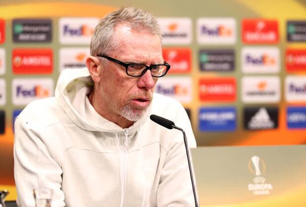 Thursday 08 03 2018 Season 2017 2018 Euro League Round of 16 First leg in Dortmund Signal Iduna Park BVB 09 Borussia Dortmund FC Salzburg Peter Stöger Coach BVB at the subsequent press conference