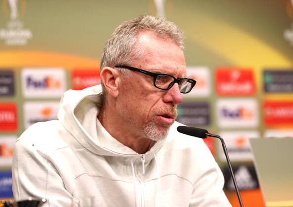 Thursday 08 03 2018 Season 2017 2018 Euro League Round of 16 First leg in Dortmund Signal Iduna Park BVB 09 Borussia Dortmund FC Salzburg Peter Stöger Coach BVB at the subsequent press conference