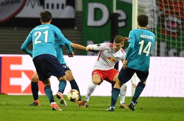 Soccer Mens Season 2017 2018 Europa League Round of 16 First leg RB Leipzig Zenit St Petersburg v Aleksandr Erokhin 21 Zenit St Petersburg Timo Werner RB Leipzig Daler Kuzyaev 14 Zenit St Petersburg 08 03 2018 Copyright: xMatthiasxKochx
