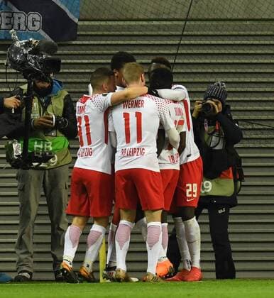 Soccer Men Season 2017 2018 Europa League Eighth Final First leg RB Leipzig Zenit St Petersburg Leipzig Jubilation after goal to 1 0 v l Diego Demme RB Leipzig Timo Werner RB Leipzig Bruma RB Leipzig Jean Kevin Augustin RB Leipzig 08 03 2018 Copyright: xMatthiasxKochx