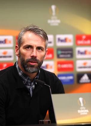 Thursday 08 03 2018 Season 2017 2018 Euro League Round of 16 First leg in Dortmund Signal Iduna Park BVB 09 Borussia Dortmund FC Salzburg Coach Marco Rose FCS at the subsequent press conference