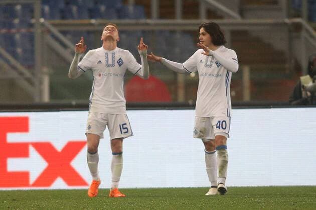 8.03.2018. Stadio Olimpico, Rome, Italy. Uefa League SS Lazio vs Dynamo Kiev.VIKTOR TSYGANKOV (DIN) score the gland celebrates during the match S.S. Lazio vs Dynamo Kiev at Stadio Olimpico in Rome.  Copyright: xMarcoxIacobuccix xIPAx xMarcoxIacobuccix