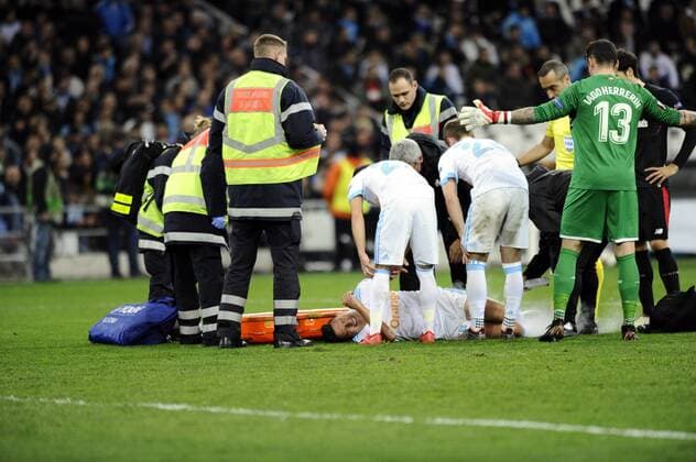 Thauvin (OM) - Sortie sur blessure FOOTBALL : Marseille vs Athletico Bilbao - Europa League - 08 03 2018 FranckPennant Panoramic 