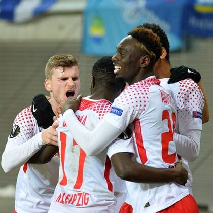 Team RB Leipzig to celebrate 1 0 RB Leipzig vs Zenit St Petersburg Soccer UEFA Europa League 08 03 2018 Leipzig Copyright: xEIBNER BertxHarzerx EP_BHR