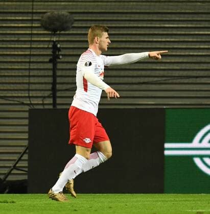 Soccer Mens Season 2017 2018 Europa League Round of 16 First leg RB Leipzig Zenit St Petersburg Timo Werner RB Leipzig rejoicing for goal to 2 0 08 03 2018 Copyright: xMatthiasxKochx