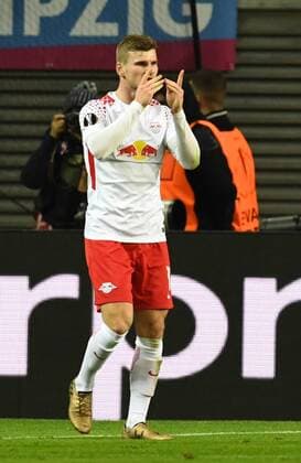 Soccer Mens Season 2017 2018 Europa League Round of 16 First leg RB Leipzig Zenit St Petersburg Timo Werner RB Leipzig rejoicing for goal to 2 0 08 03 2018 Copyright: xMatthiasxKochx