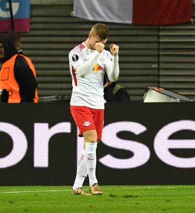 Soccer Mens Season 2017 2018 Europa League Round of 16 First leg RB Leipzig Zenit St Petersburg Timo Werner RB Leipzig rejoicing for goal to 2 0 08 03 2018 Copyright: xMatthiasxKochx