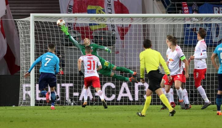 RB Leipzig St Petersburg Soccer Euro League Leipzig 08 03 2018 Red Bull Arena Soccer UEFA Euro League Round of 16 First leg RB Leipzig vs. Zenit St Petersburg The goal for Saint Petersburg DomenicoÊCriscito 4 Zenit scores the 2 1 goal