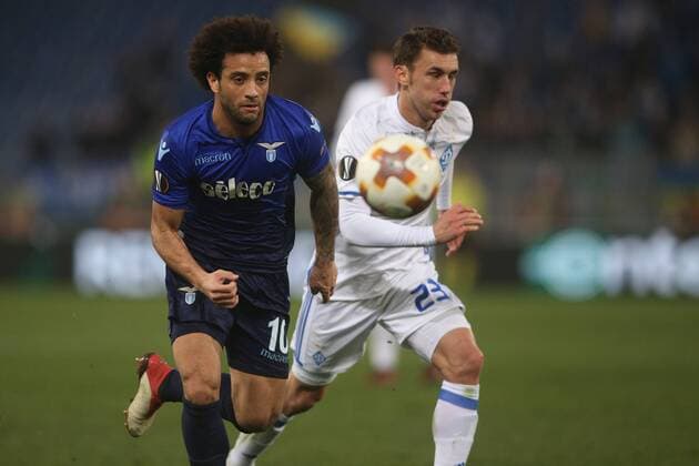 8.03.2018. Stadio Olimpico, Rome, Italy. Uefa League SS Lazio vs Dynamo Kiev.FELIPE ANDERSON (LAZ) AND JOSIP PIVARIC (DIN) in action during the match S.S. Lazio vs Dynamo Kiev at Stadio Olimpico in Rome.  Copyright: xMarcoxIacobuccix xIPAx xMarcoxIacobuccix