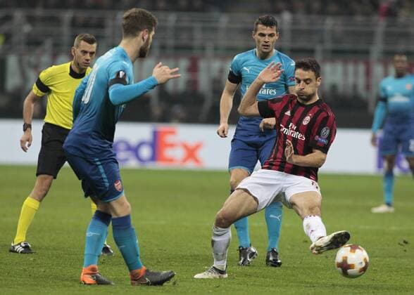 March 8, 2018 - Milan, Italy - Giacomo Bonaventura of Milan AC during the UEFA Europa League Round of 16 match between AC Milan and Arsenal at the San Siro on March 8, 2018 in Milan, Italy. AC Milan v Arsenal - UEFA Europa League Round of 16: First Leg  - ZUMAn230 20180308_zaa_n230_666 Copyright: xLorisxRosellix